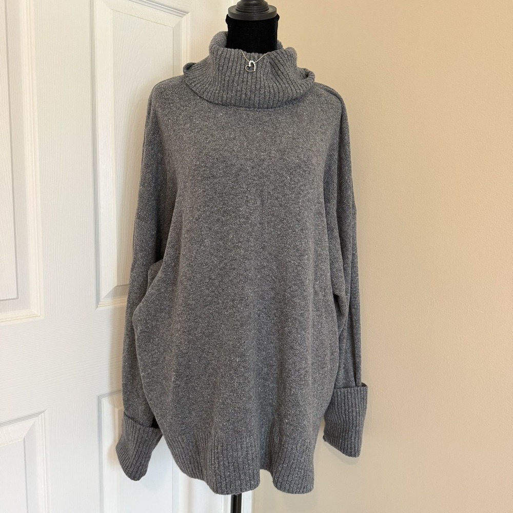 Old Navy Women's Oversized Turtleneck Sweater Plus Size 2X Dark Gray Chunky Cozy